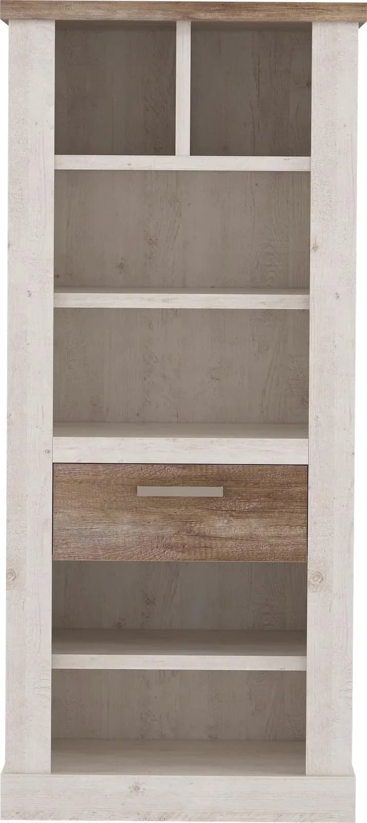 Bücherregal FORTE Landhausstil Weiß Eiche Antik mit Schublade