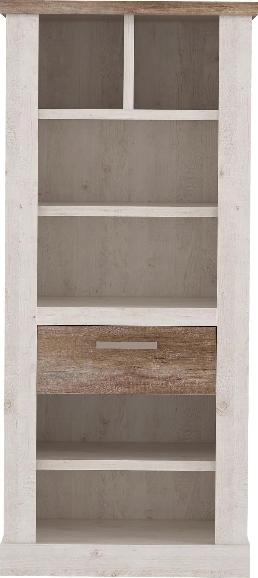 Bücherregal FORTE Landhausstil Weiß Eiche Antik mit Schublade