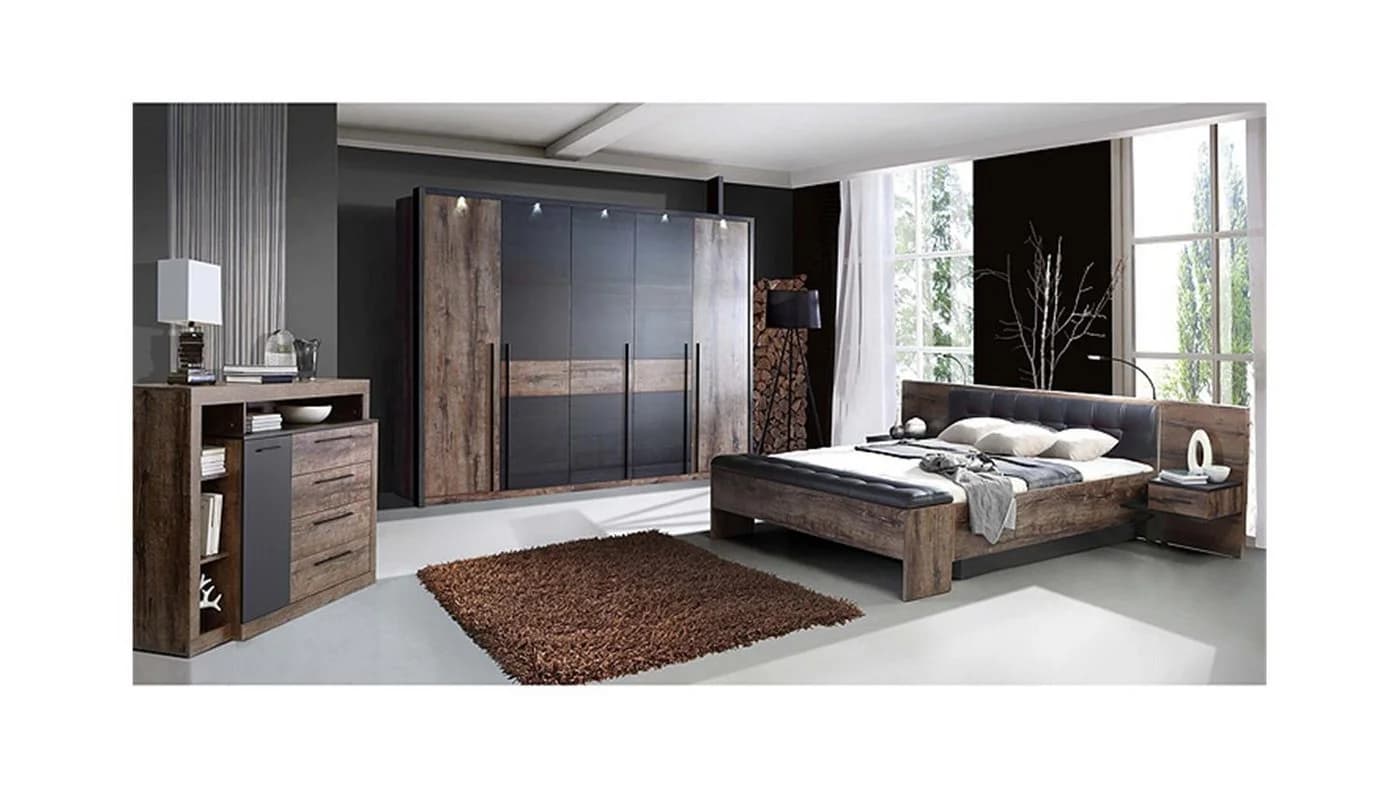 FORTE Bettanlage Bellevue Doppelbett mit LED und 2 Nachtkommoden - Bild 2