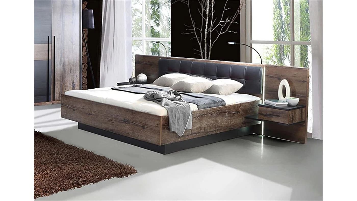FORTE Bettanlage Bellevue Doppelbett mit LED und 2 Nachtkommoden - Bild 3