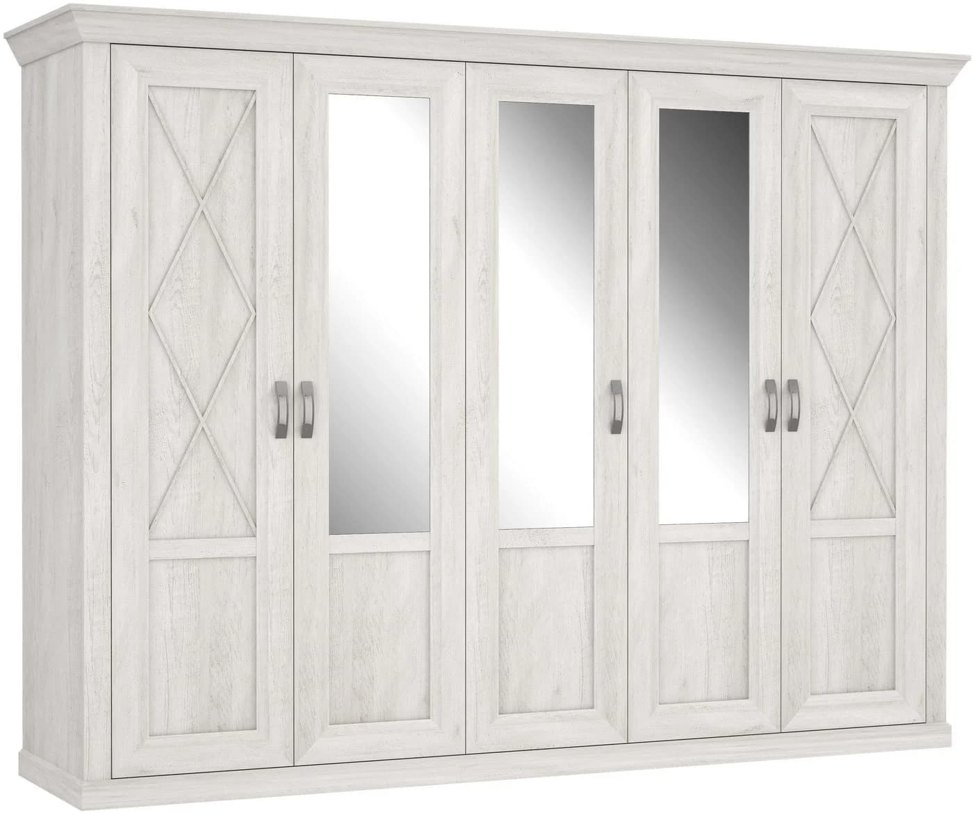 FORTE Kleiderschrank Kashmir Landhausstil Weiß mit Spiegeltüren