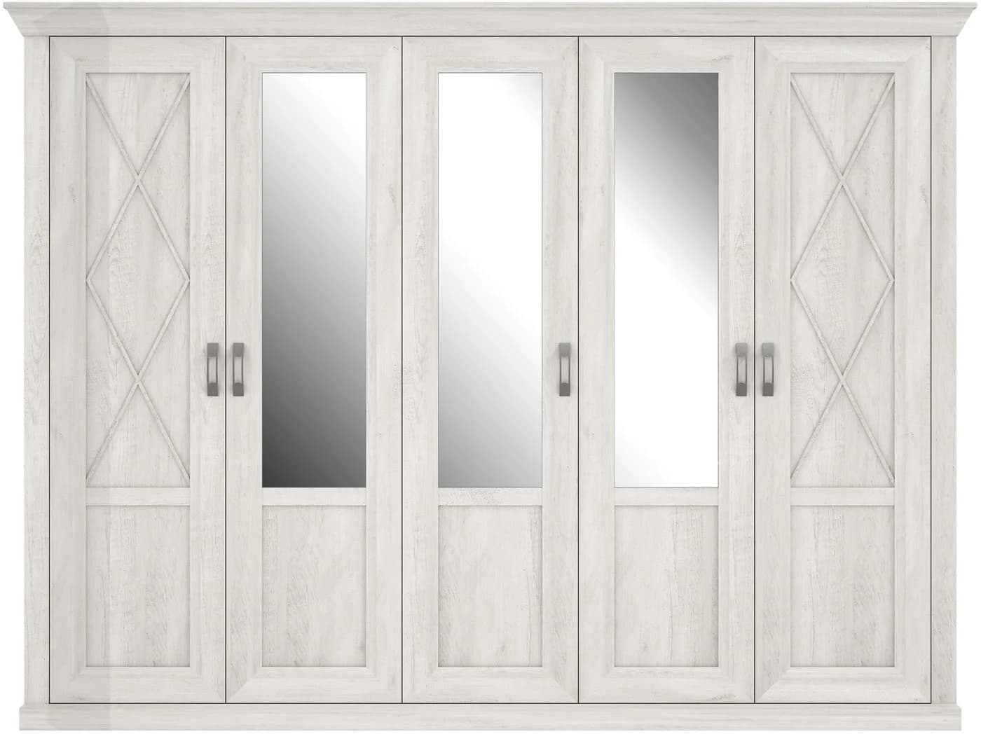 FORTE Kleiderschrank Kashmir Landhausstil Weiß mit Spiegeltüren - Bild 3