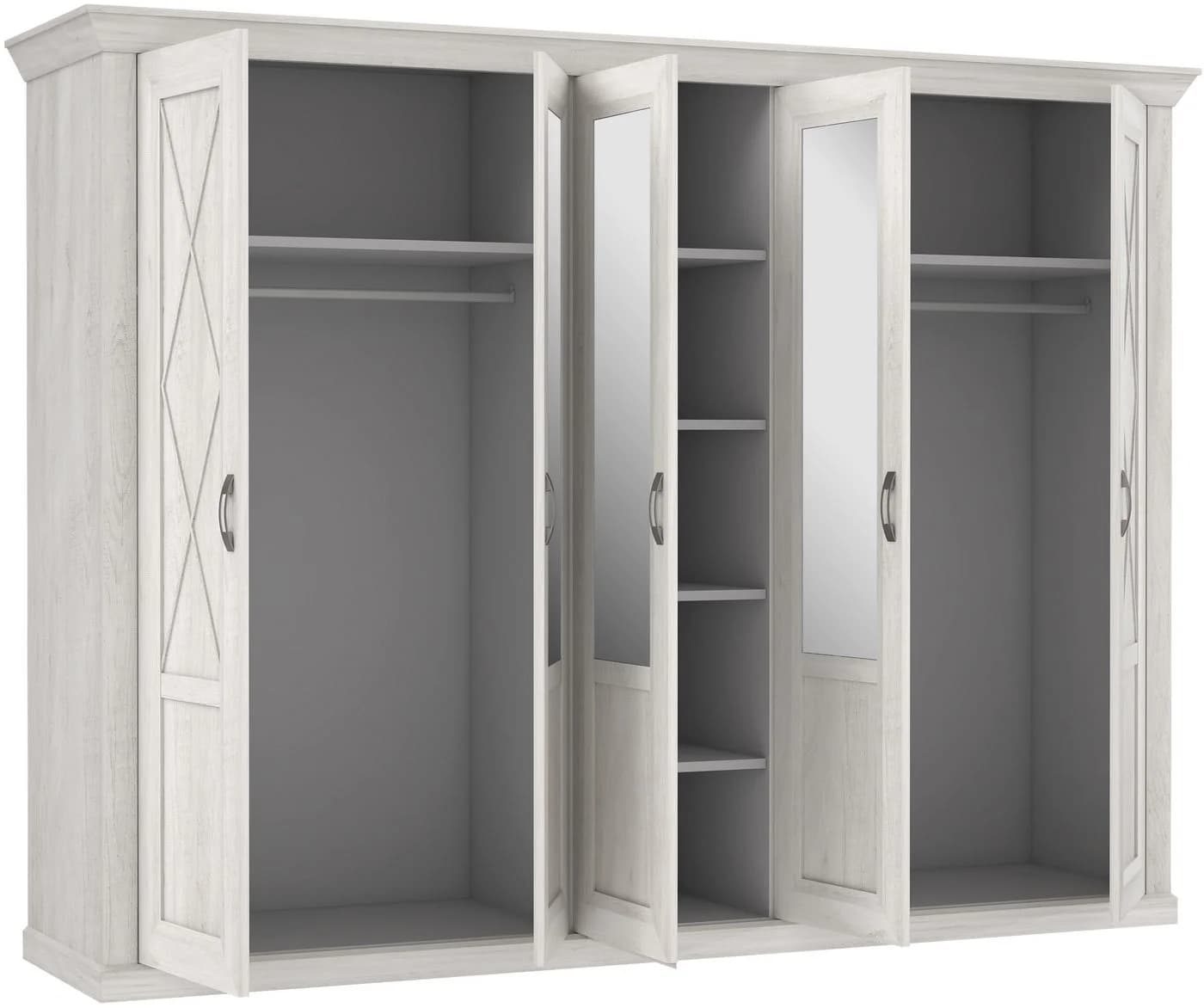 FORTE Kleiderschrank Kashmir Landhausstil Weiß mit Spiegeltüren - Bild 4