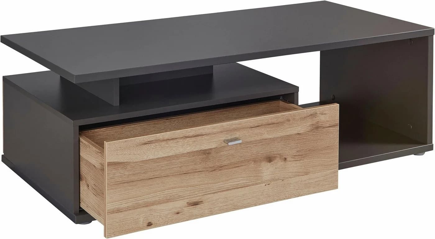 Couchtisch FORTE Como Grau Eichefarben mit Schubladen - Bild 5