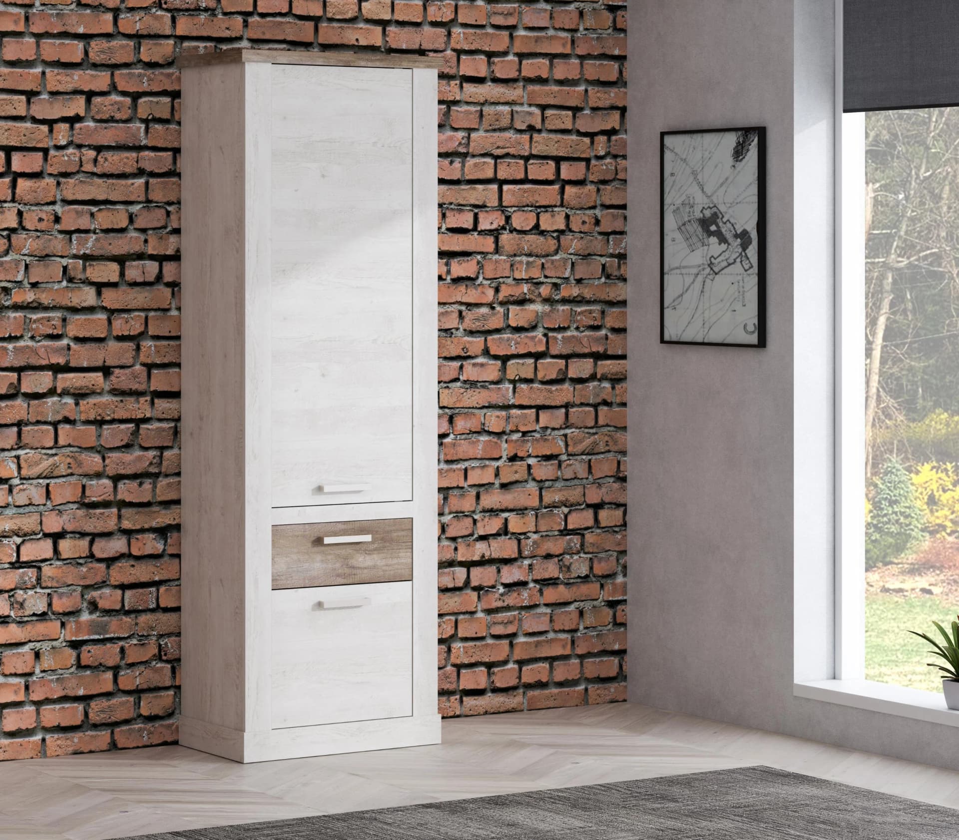 Mehrzweckschrank FORTE Duro Weiß Eiche Antik Landhausstil