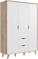FORTE Kleiderschrank Vankka Weiß Braun Skandinavisch Grifflos Bild 2