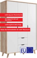 FORTE Kleiderschrank Vankka Weiß Braun Skandinavisch Grifflos Bild 3
