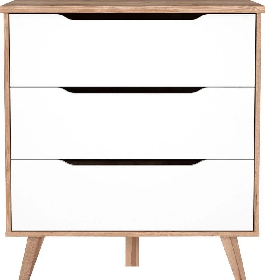 FORTE Schubkastenkommode Vankka Weiß Eiche Modern - Bild 2