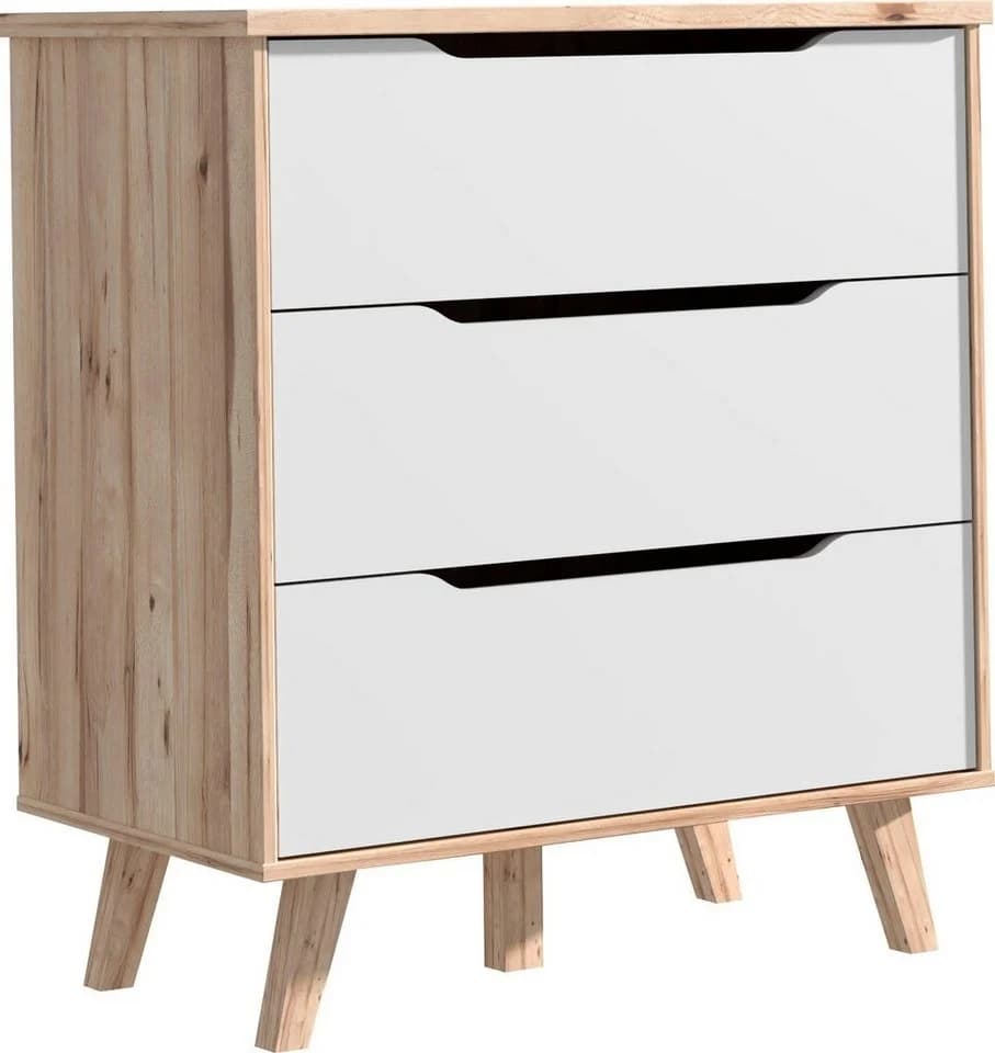 FORTE Schubkastenkommode Vankka Weiß Eiche Modern - Bild 3