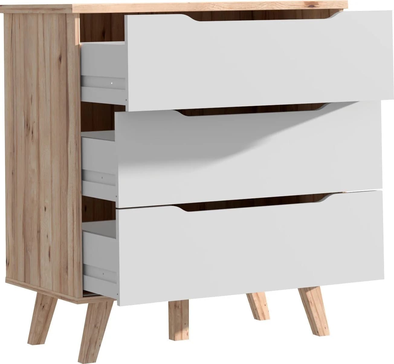 FORTE Schubkastenkommode Vankka Weiß Eiche Modern - Bild 4