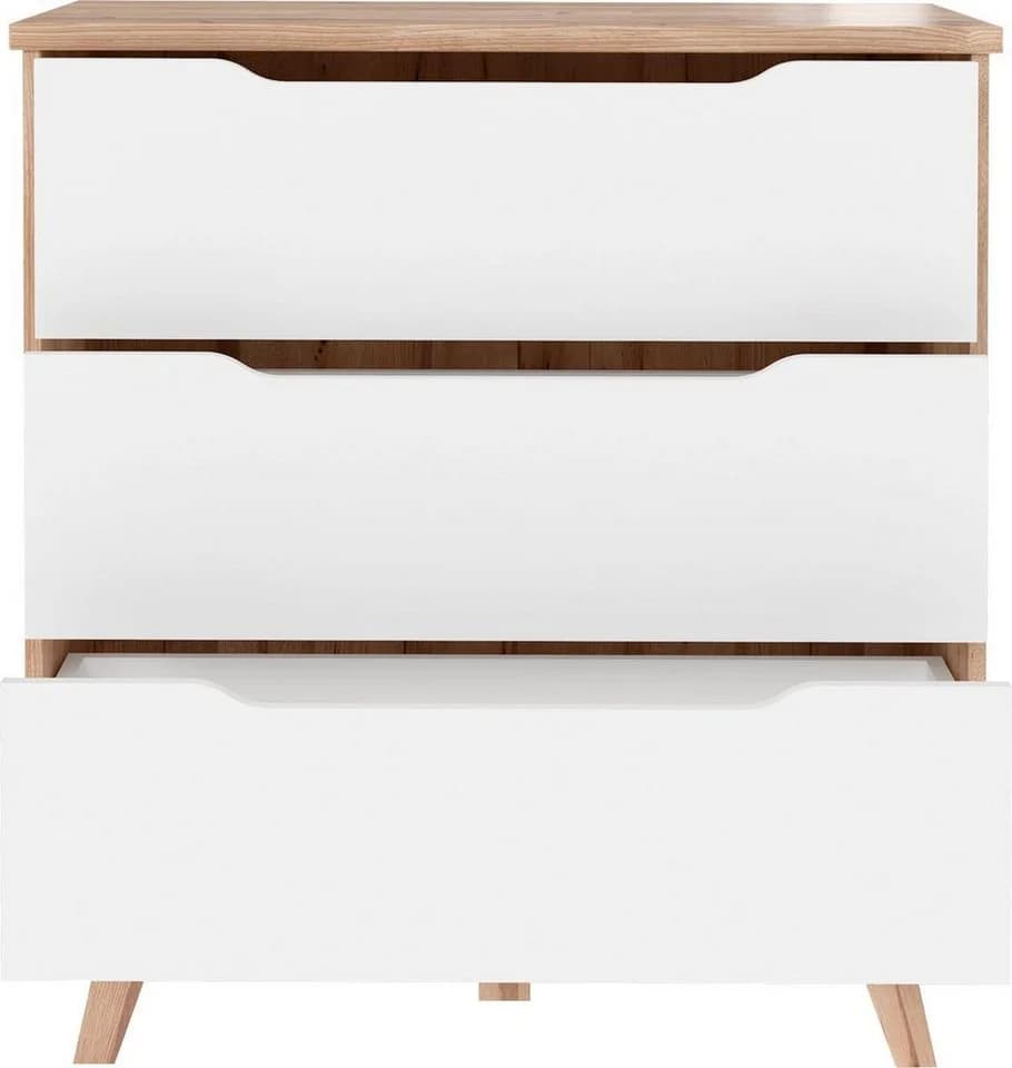 FORTE Schubkastenkommode Vankka Weiß Eiche Modern - Bild 5