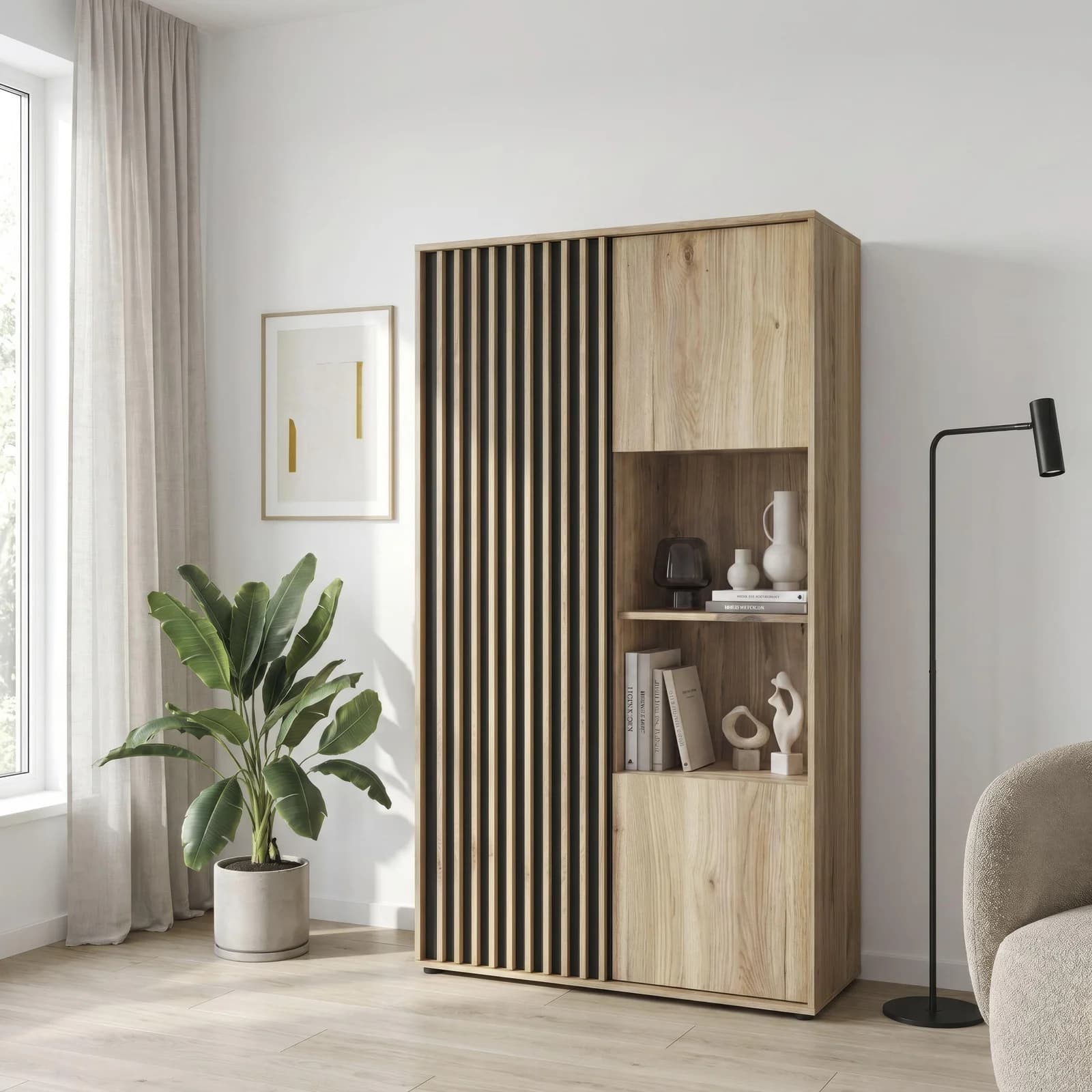 FORTE Arank Highboard mit Glastüre und Soft-Close
