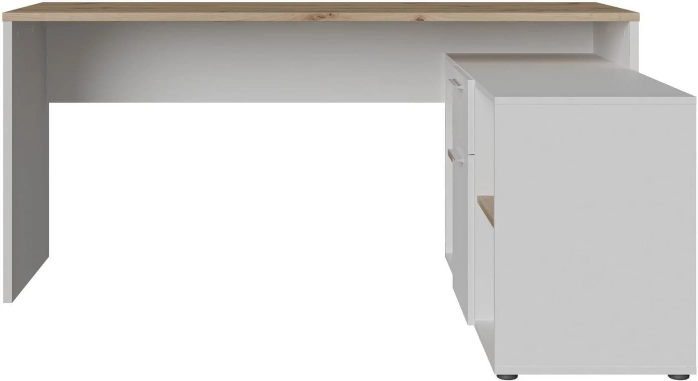 FORTE Eckschreibtisch Contra Costa Weiß Artisan Eiche - Bild 2