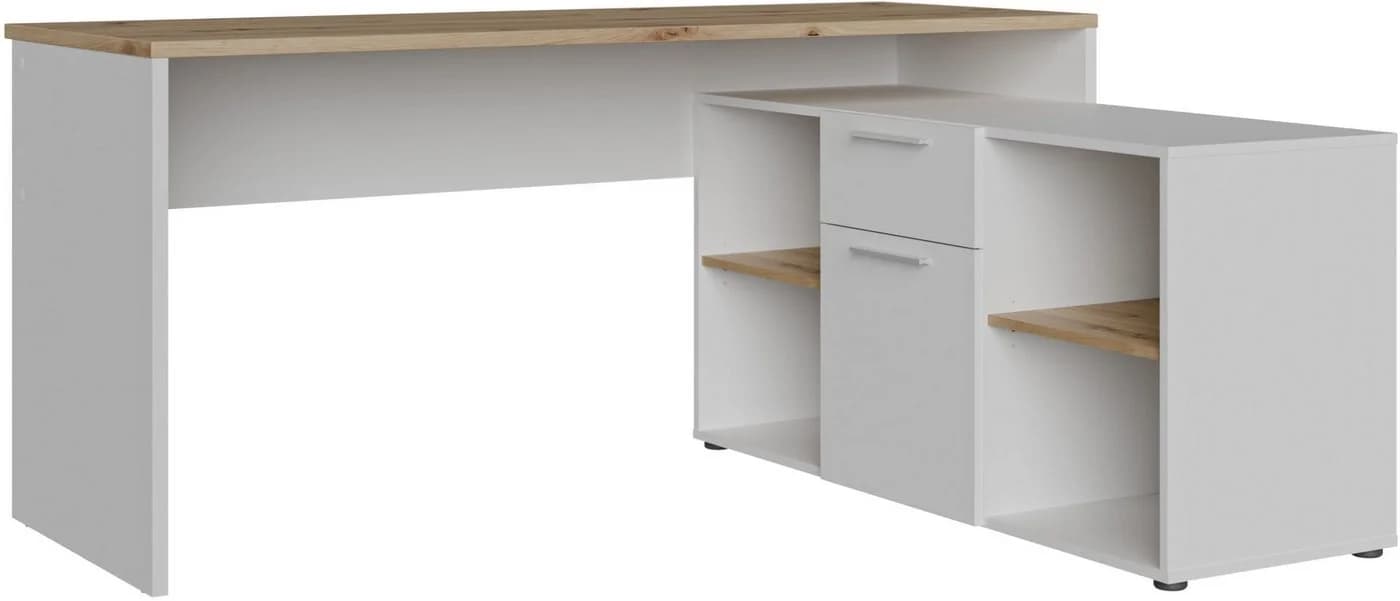 FORTE Eckschreibtisch Contra Costa Weiß Artisan Eiche - Bild 3