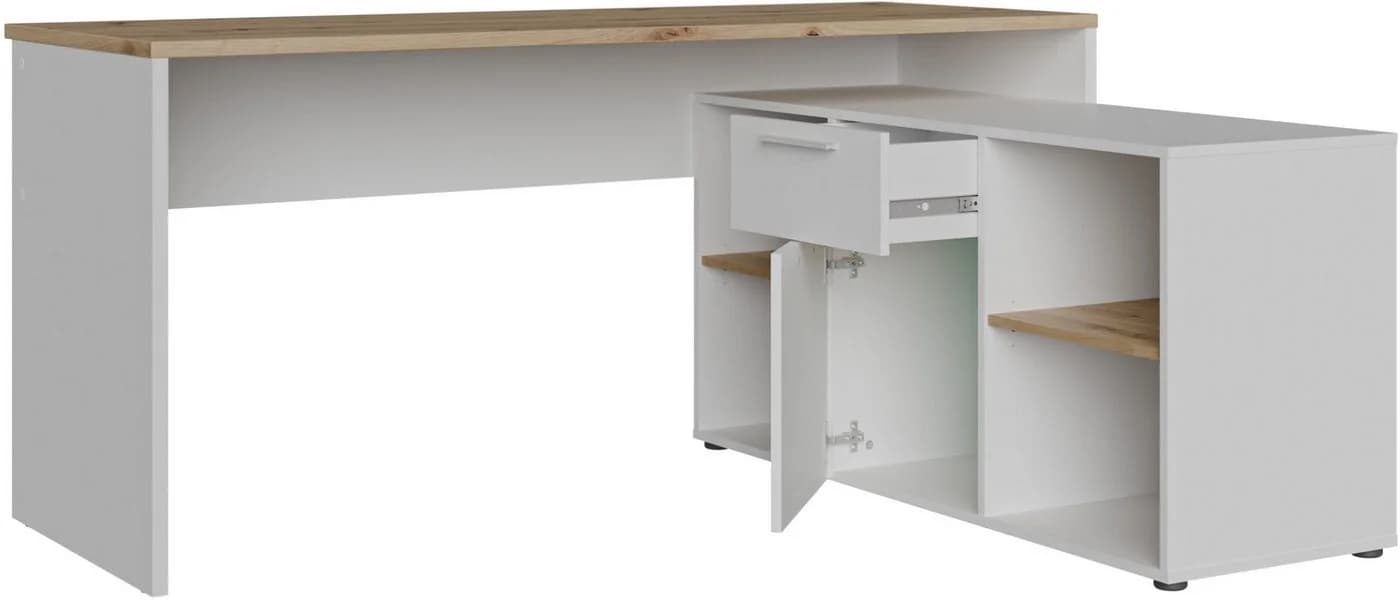 FORTE Eckschreibtisch Contra Costa Weiß Artisan Eiche - Bild 4