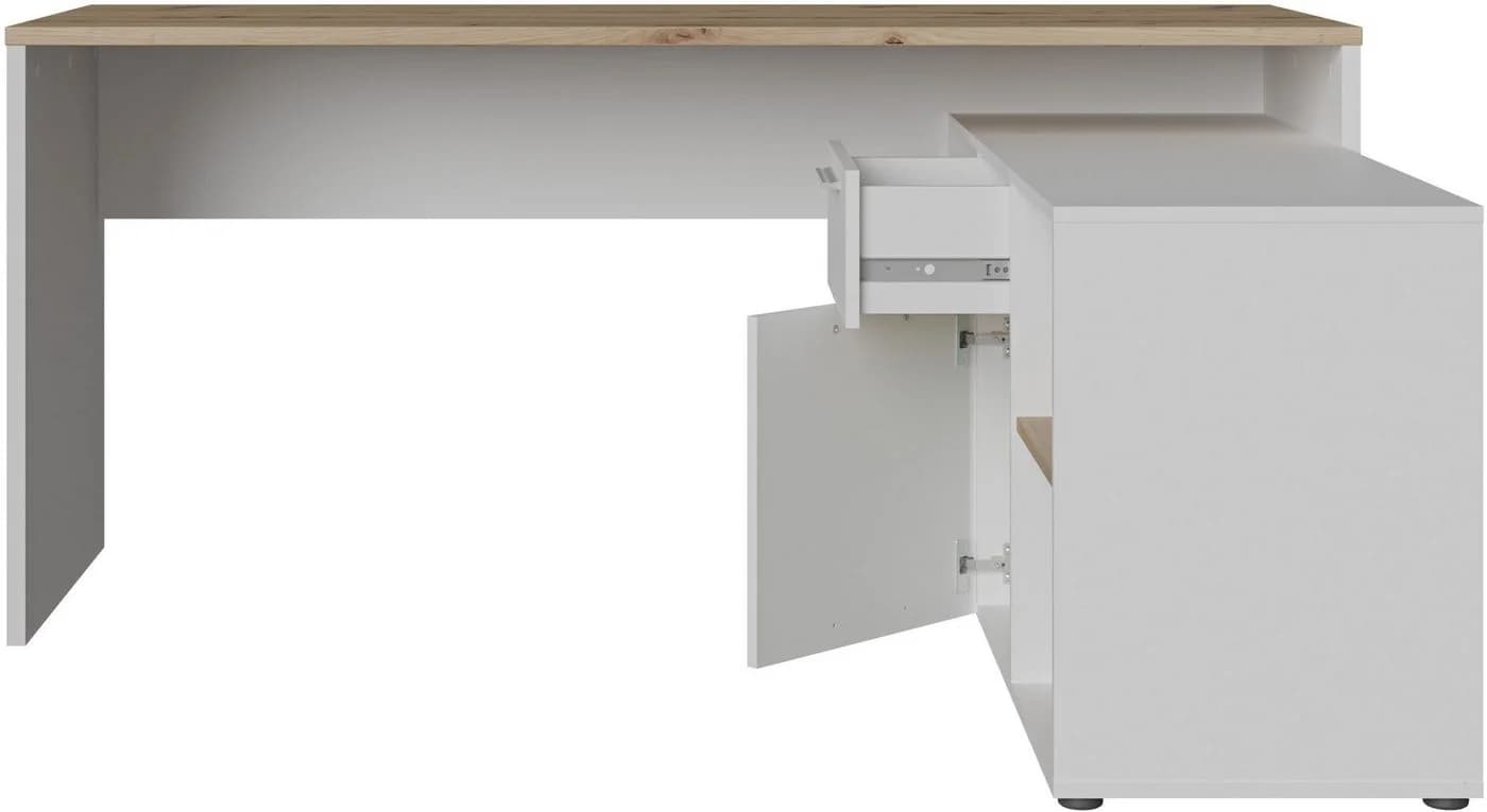 FORTE Eckschreibtisch Contra Costa Weiß Artisan Eiche - Bild 5