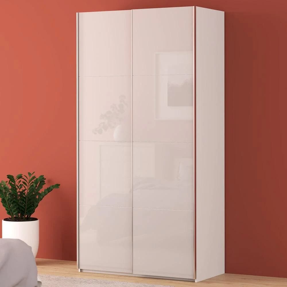 FORTE Schwebetürenschrank Fittio Weiß Hochglanz 2 Schiebetüren Modern