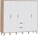 FORTE Kleiderschrank Vankka Skandinavisch Planked Eiche Weiß Grifflos Bild 2