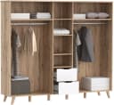 FORTE Kleiderschrank Vankka Skandinavisch Planked Eiche Weiß Grifflos Bild 3