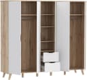 FORTE Kleiderschrank Vankka Skandinavisch Planked Eiche Weiß Grifflos Bild 4