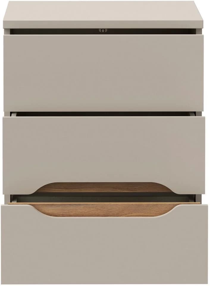 Nachtkommode FORTE Beige Sand Mauvella Eiche 3 Schubladen Push-to-open - Bild 3