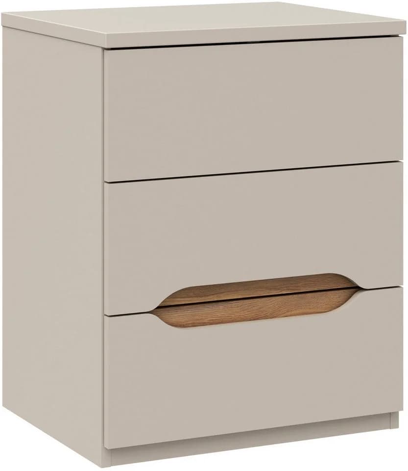 Nachtkommode FORTE Beige Sand Mauvella Eiche 3 Schubladen Push-to-open - Bild 4