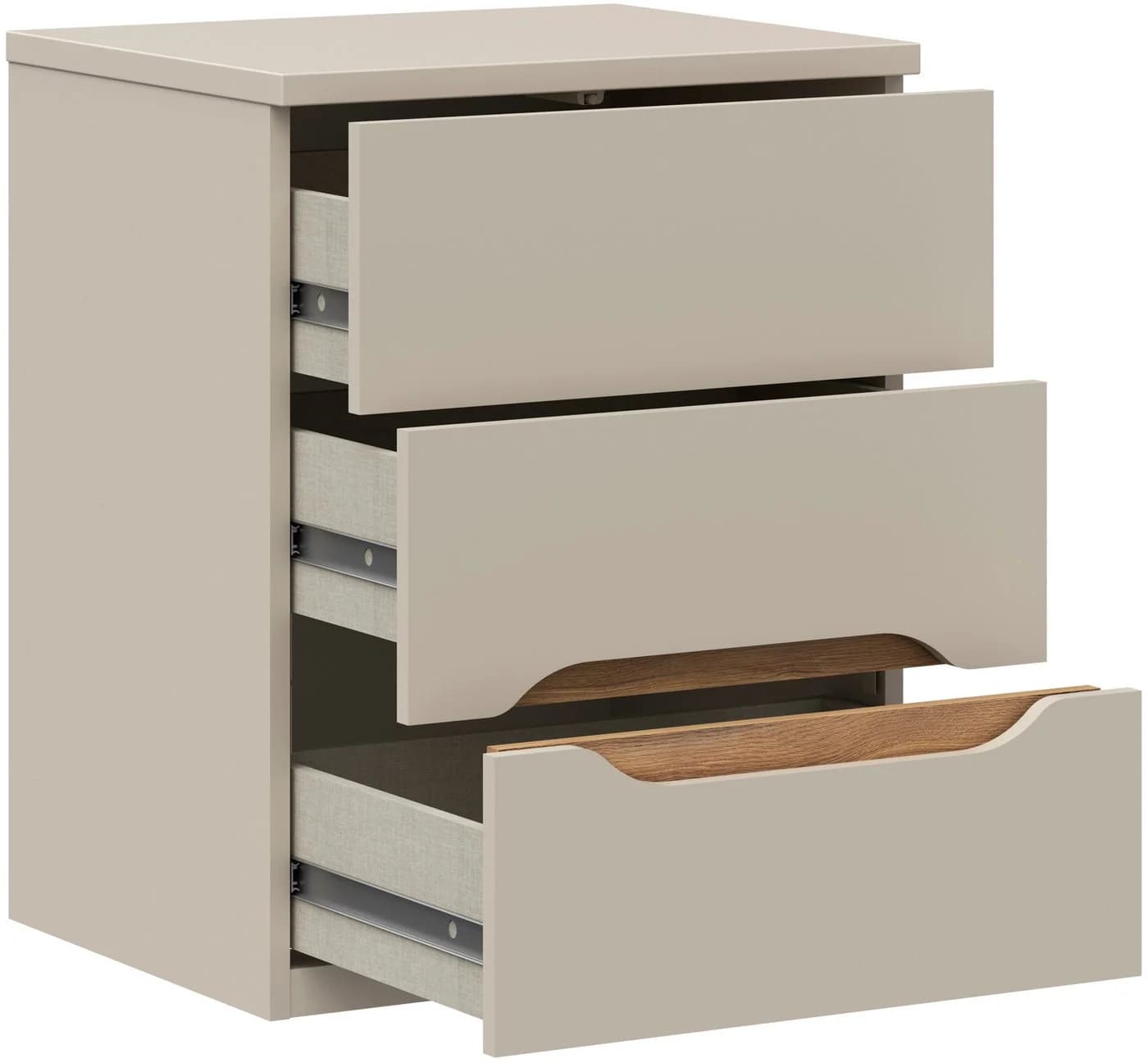 Nachtkommode FORTE Beige Sand Mauvella Eiche 3 Schubladen Push-to-open - Bild 5