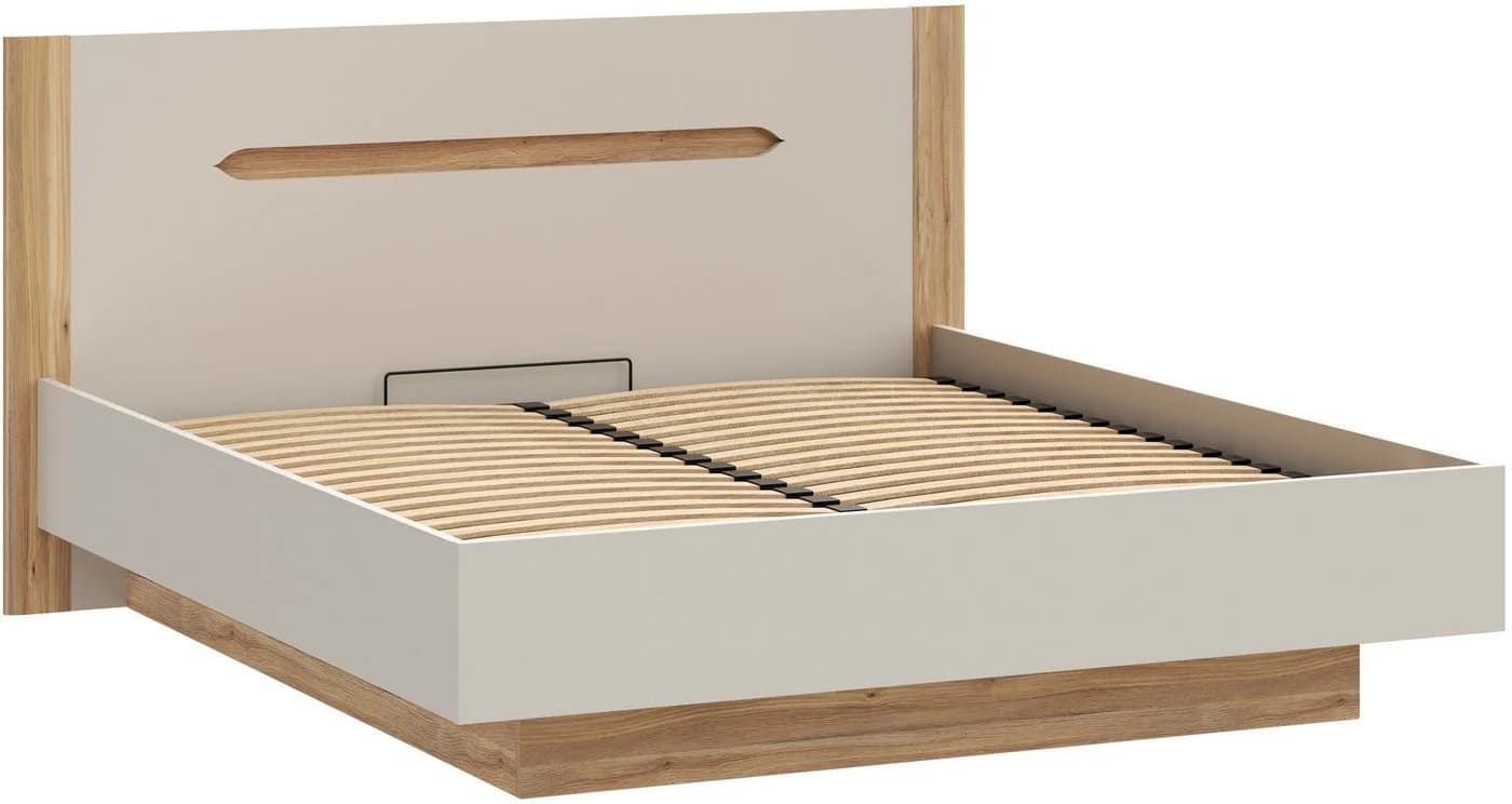 Stauraumbett FORTE Beige Braun mit aufklappbarem Lattenrost - Bild 3