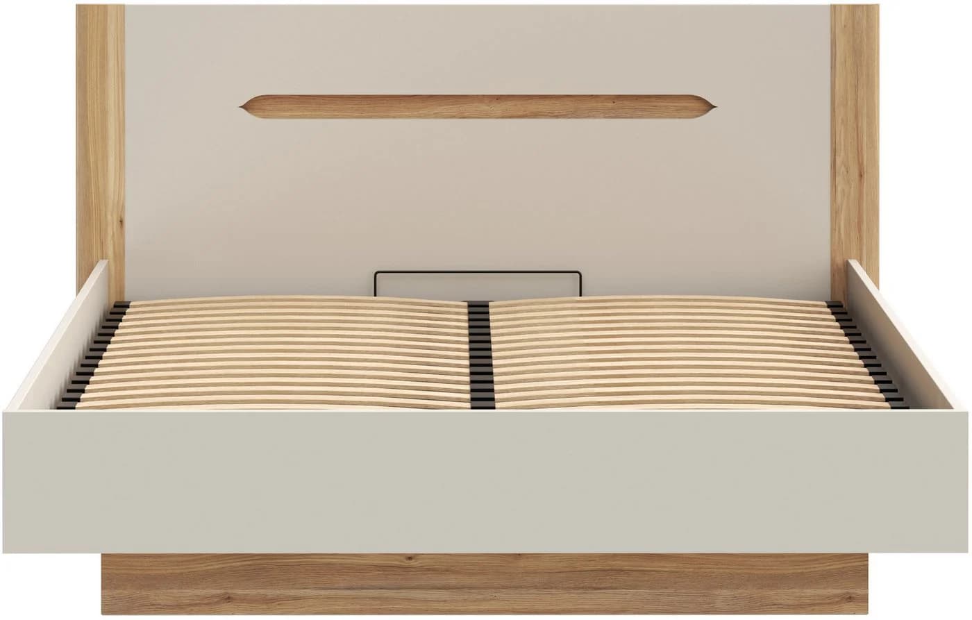 Stauraumbett FORTE Beige Braun mit aufklappbarem Lattenrost - Bild 5