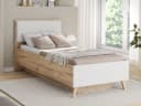 Stauraumbett FORTE Vankka Weiß Planked Eiche mit Lattenrost Bild 1