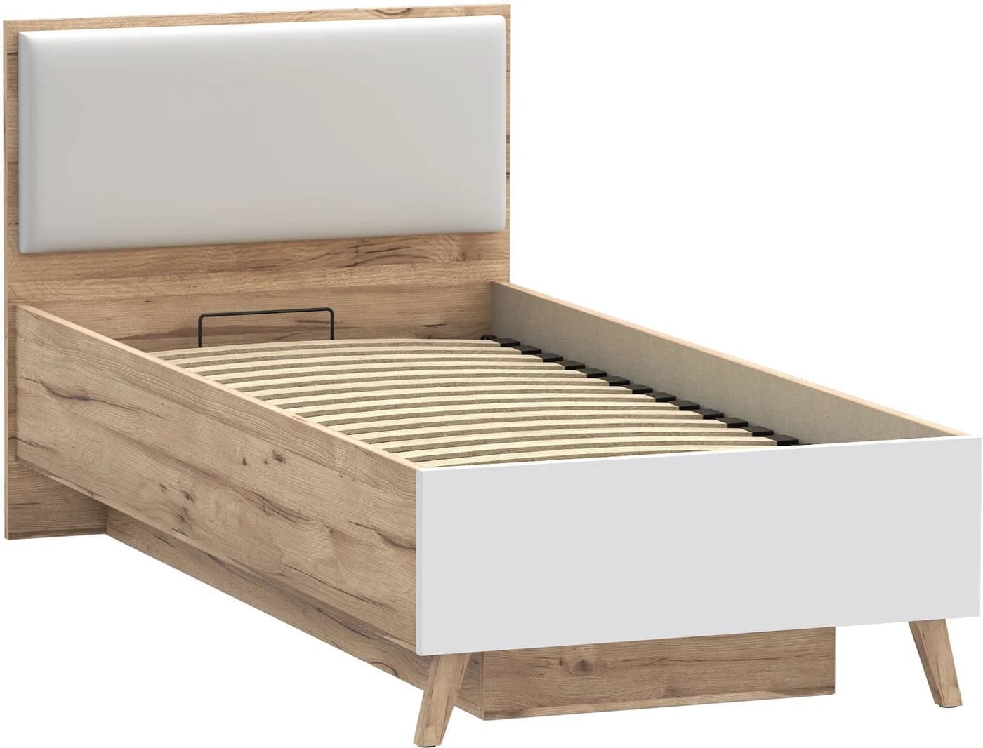 Stauraumbett FORTE Vankka Weiß Planked Eiche mit Lattenrost - Bild 5