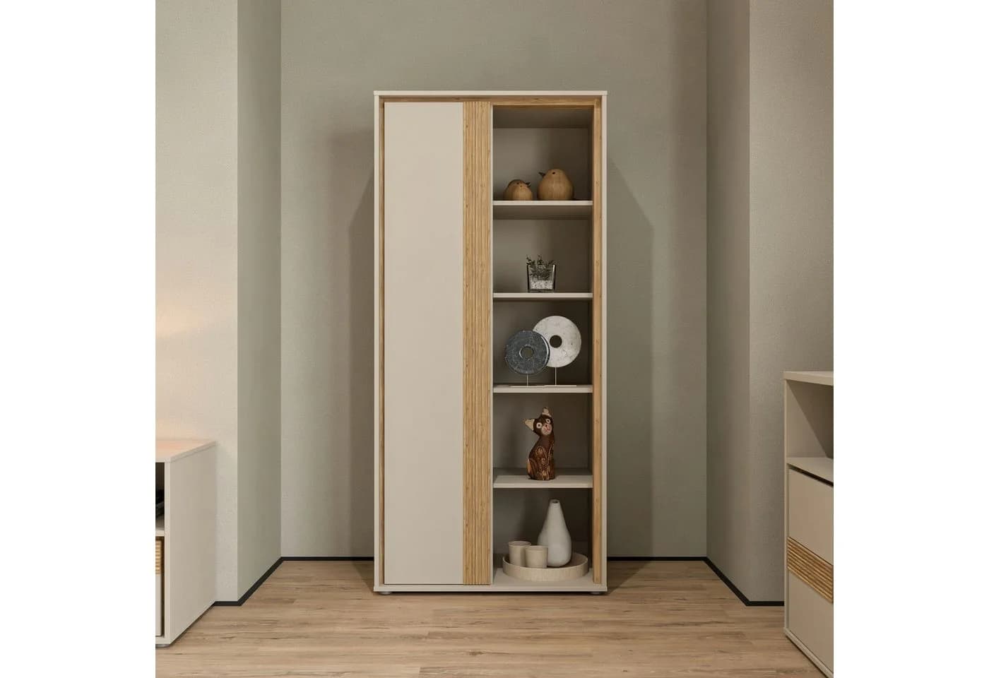 Mehrzweckregal FORTE beige Mauvella Eiche Sand 76x165x50 cm