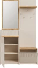 FORTE Kompaktgarderobe Oak Squere Beige Spanplatte Spiegel Haken Kleiderstange Bild 4