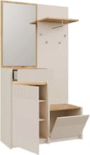 FORTE Kompaktgarderobe Oak Squere Beige Spanplatte Spiegel Haken Kleiderstange Bild 5