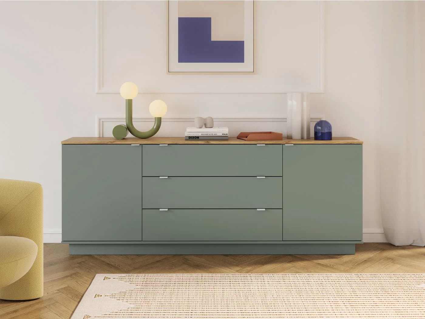 FORTE Sideboard Salbei Mauvella Eiche Moderner Stauraum - Bild 2