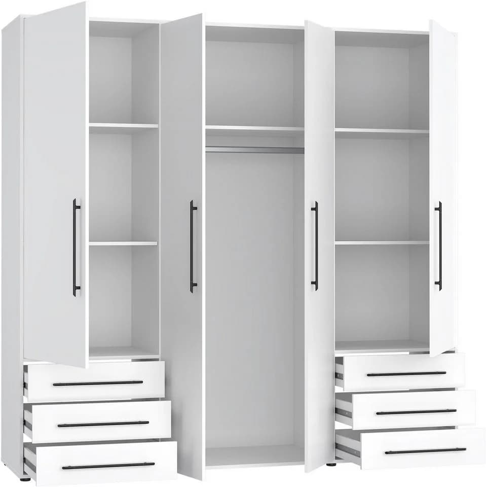 FORTE Kleiderschrank 4-türig Weiß Holzwerkstoff Modern Urban - Bild 4