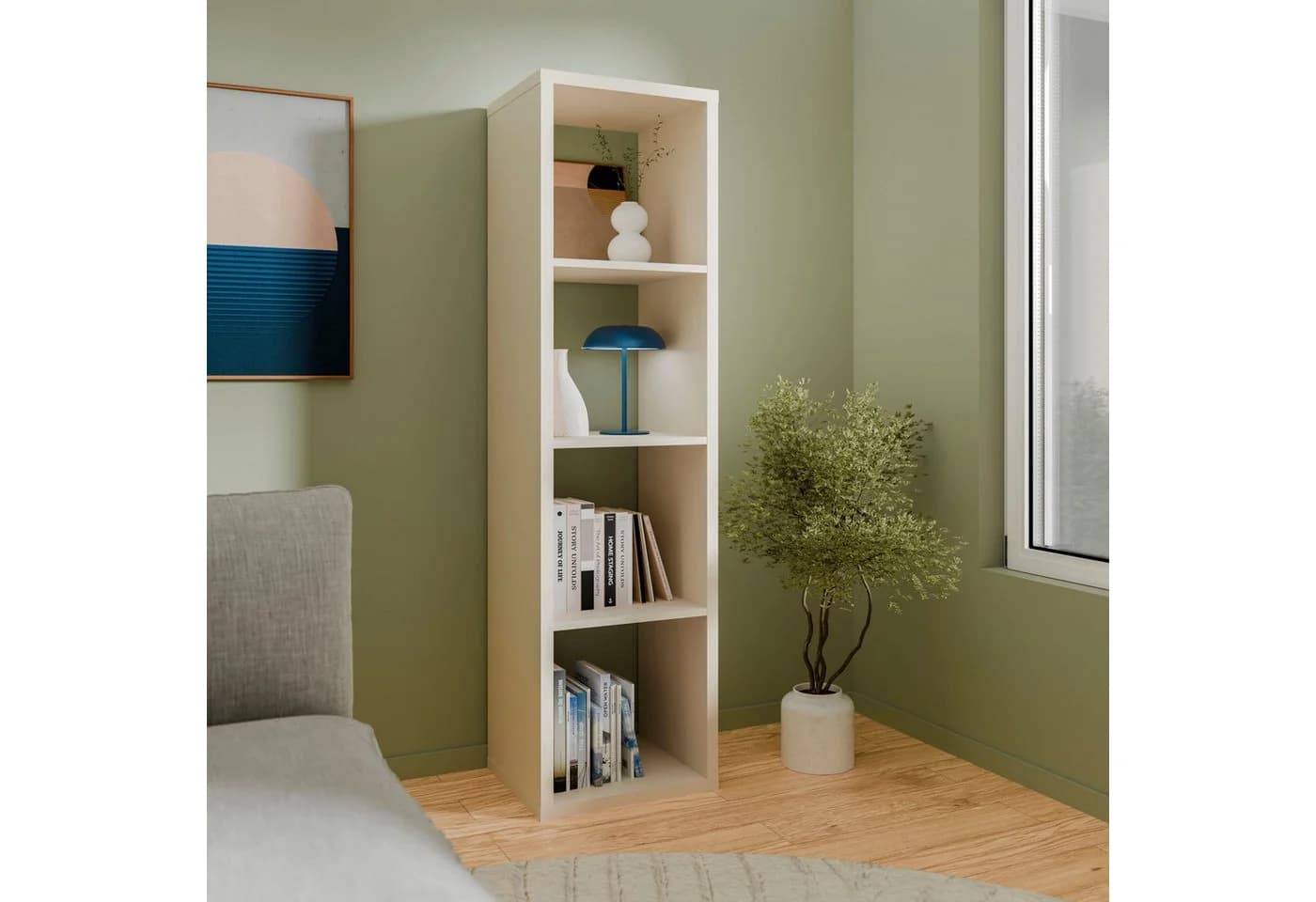 FORTE Standregal Mauro Beige 4 Fächer FSC-zertifiziert