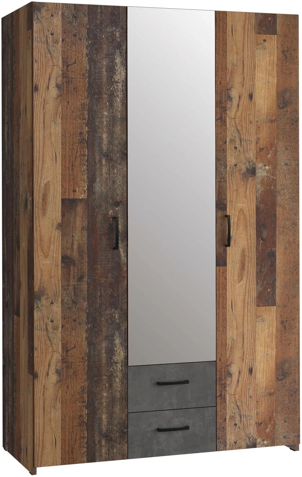 FORTE Kleiderschrank ECONOBOX mit Spiegel & 2 Schubkästen