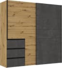 FORTE Schwebetürenschrank Winn 200cm mit 3 Schubladen Grau Braun Bild 1