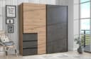 FORTE Schwebetürenschrank Winn 200cm mit 3 Schubladen Grau Braun Bild 2