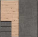 FORTE Schwebetürenschrank Winn 200cm mit 3 Schubladen Grau Braun Bild 3