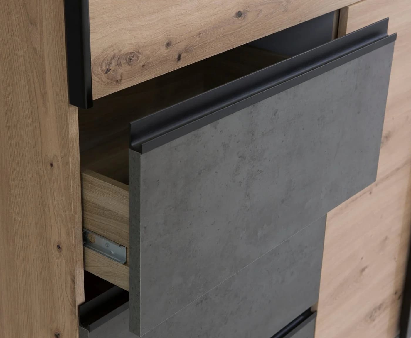 FORTE Schwebetürenschrank Winn 200cm mit 3 Schubladen Grau Braun - Bild 5