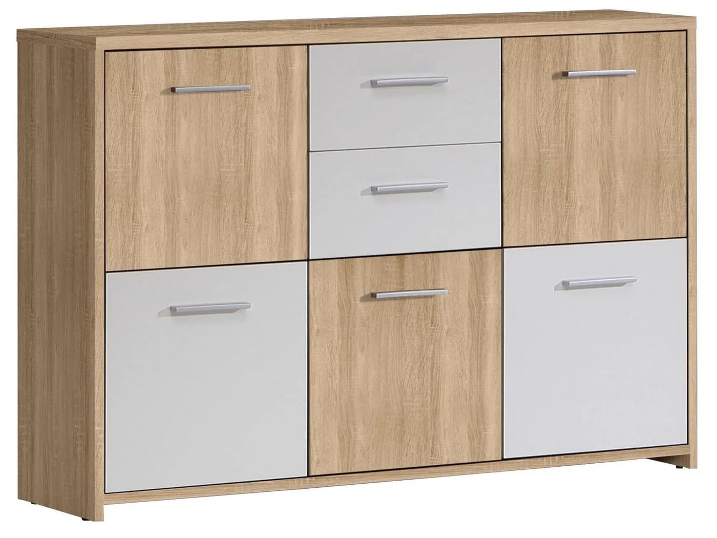 FORTE Sideboard Quadro 5 Türen 2 Schubladen Sonoma-Eiche Weiß - Bild 2
