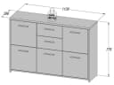 FORTE Sideboard Quadro 5 Türen 2 Schubladen Sonoma-Eiche Weiß Bild 3