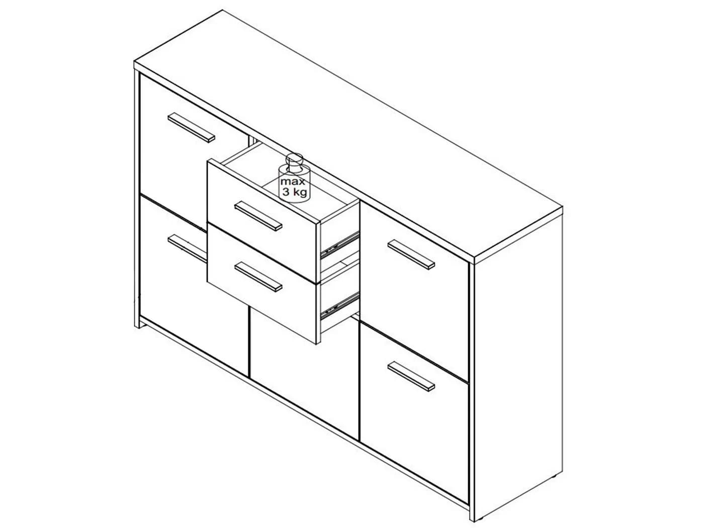 FORTE Sideboard Quadro 5 Türen 2 Schubladen Sonoma-Eiche Weiß - Bild 4