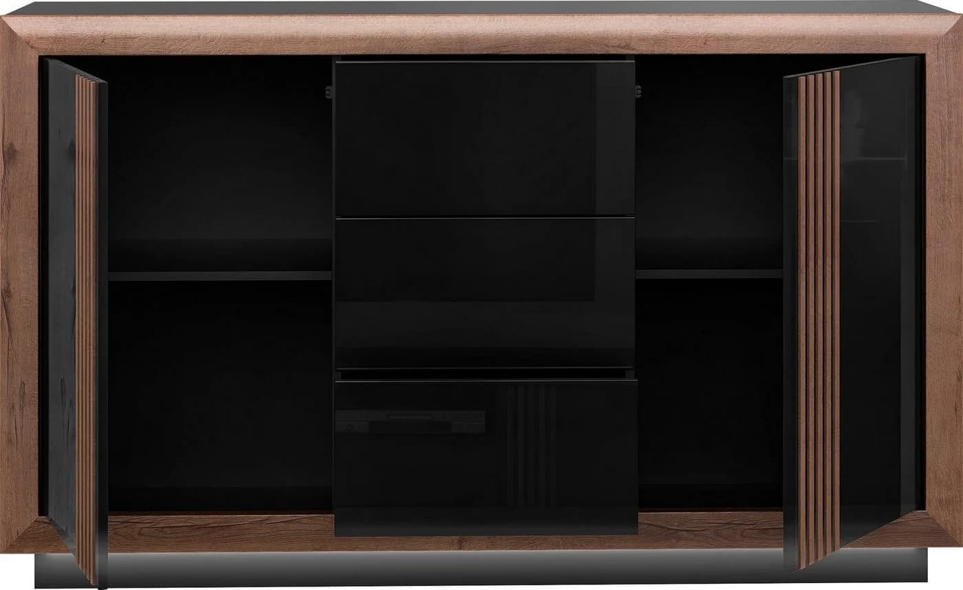 FORTE Sideboard Savona Schwarz Hochglanz mit LED-Beleuchtung - Bild 5