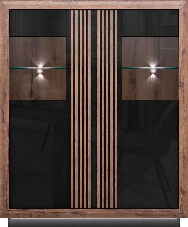 Highboard FORTE Savona Schwarz Hochglanz mit LED-Beleuchtung - Bild 3