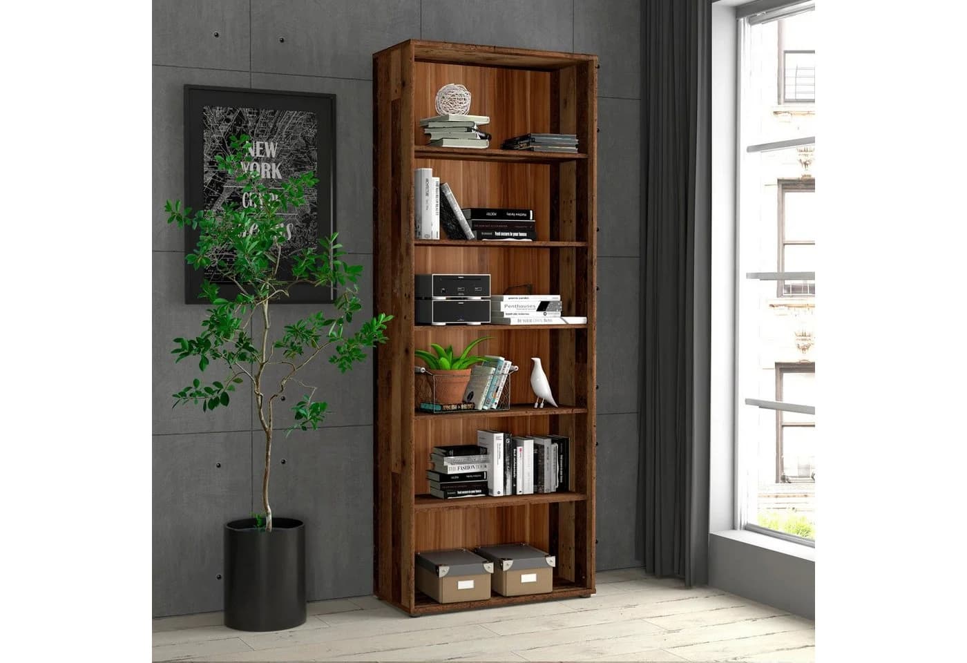 FORTE Regal Tempra Mehrzweckregal Sonoma Eiche Modern