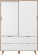 FORTE Schiebetürenschrank Vankka Weiß Planken Eiche Skandinavisch Bild 3