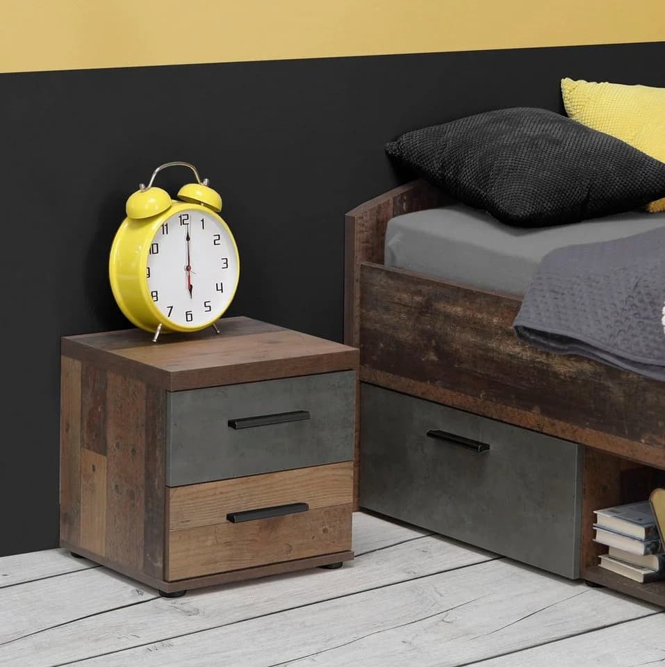 FORTE Nachtkonsole Winnie Grau Vintage Betonoptik